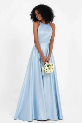 A-line Bridesmaid Dresses Open Back Satin Long Gown Prom Dresses
