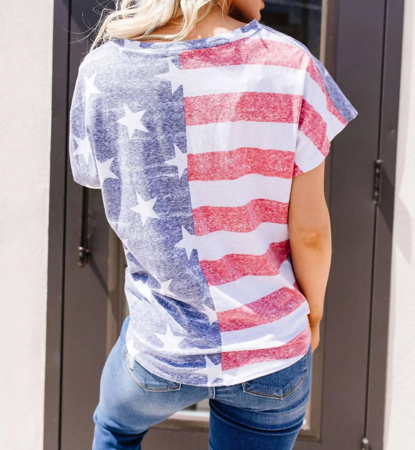 American Pride Tie Front Top