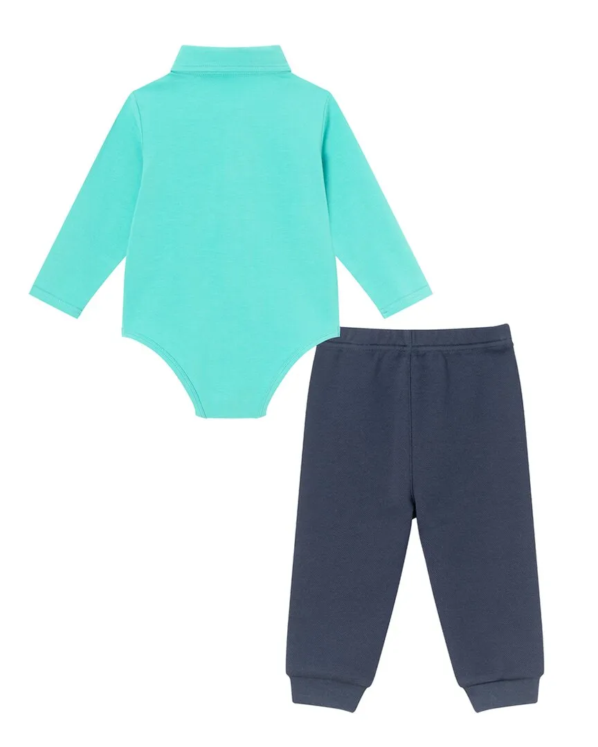 Andy & Evan Suspender Shirtzie & Pique Pant Set