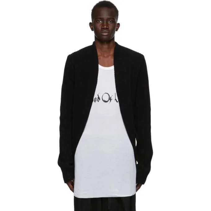 Ann Demeulemeester Black Rib Knit Cardigan