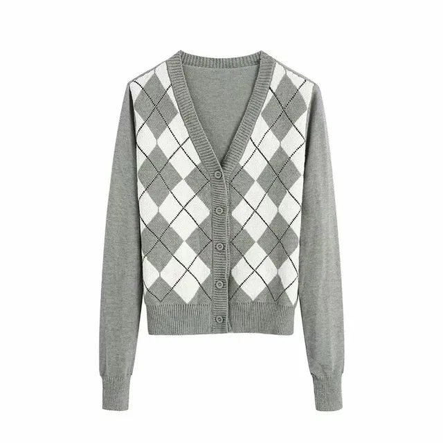 ARGYLE KNITTED CARDIGAN
