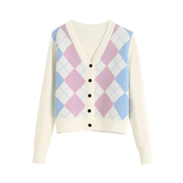 ARGYLE KNITTED CARDIGAN