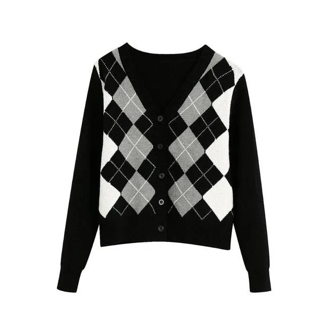 ARGYLE KNITTED CARDIGAN