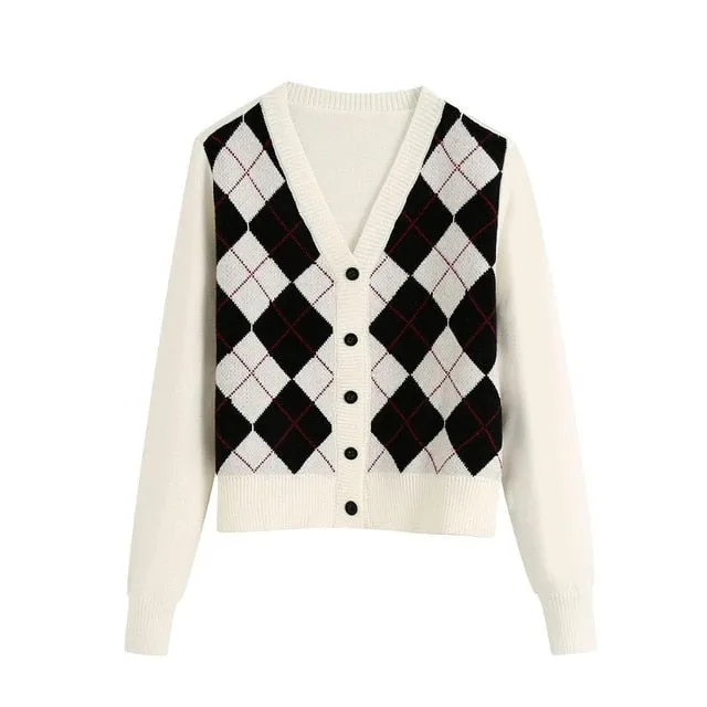 ARGYLE KNITTED CARDIGAN