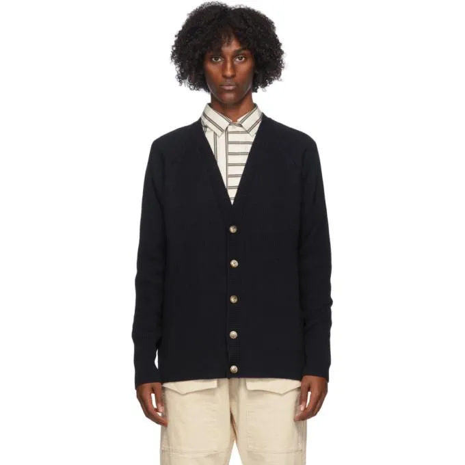Barena Navy Virgin Wool Paluelo Cardigan