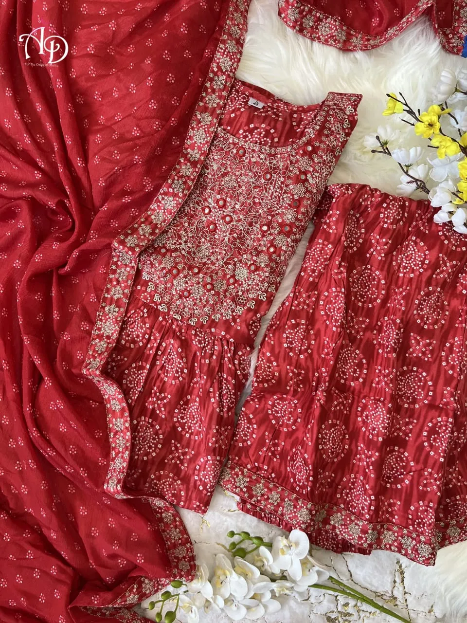Beautiful Designer Sharara Set with Short Anarkali Top