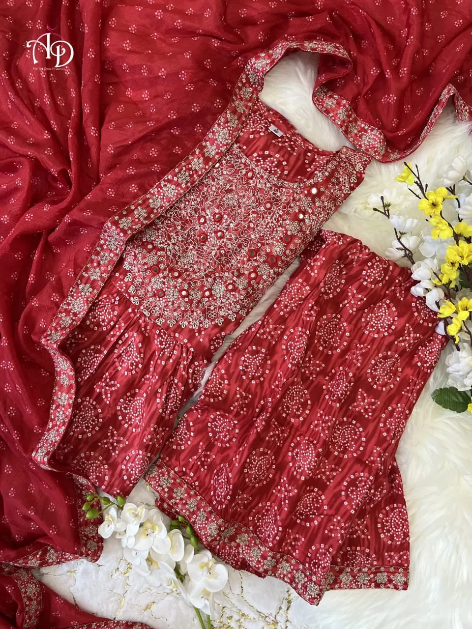 Beautiful Designer Sharara Set with Short Anarkali Top