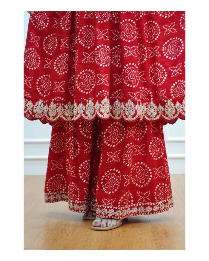 Beautiful Designer Sharara Set with Short Anarkali Top