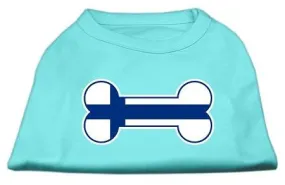 Bone Shaped Finland Flag Screen Print Shirts Aqua XL (16)