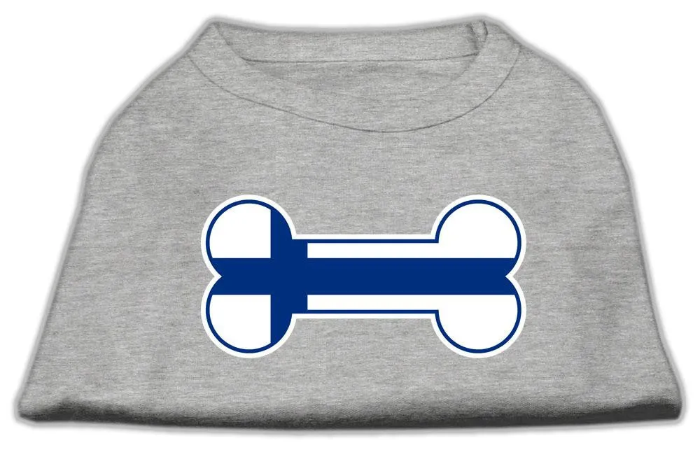 Bone Shaped Finland Flag Screen Print Shirts Grey S (10)