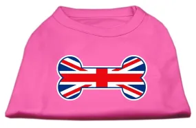 Bone Shaped United Kingdom (Union Jack) Flag Screen Print Shirts Bright Pink M (12)