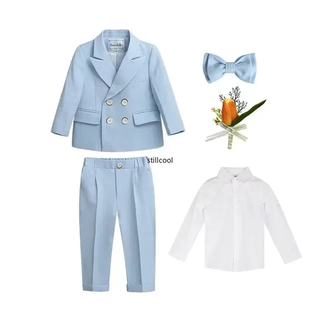 Boys Birthday Blazer Set Spring Toddler School Uniform Outfits Green Handsome Flower Child Wedding Costume 2- 8 Years