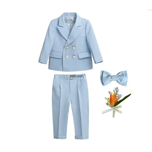 Boys Birthday Blazer Set Spring Toddler School Uniform Outfits Green Handsome Flower Child Wedding Costume 2- 8 Years