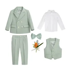 Boys Birthday Blazer Set Spring Toddler School Uniform Outfits Green Handsome Flower Child Wedding Costume 2- 8 Years