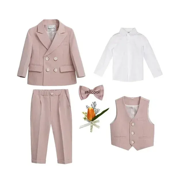Boys Birthday Blazer Set Spring Toddler School Uniform Outfits Green Handsome Flower Child Wedding Costume 2- 8 Years