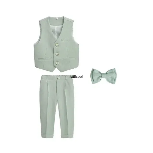 Boys Birthday Blazer Set Spring Toddler School Uniform Outfits Green Handsome Flower Child Wedding Costume 2- 8 Years