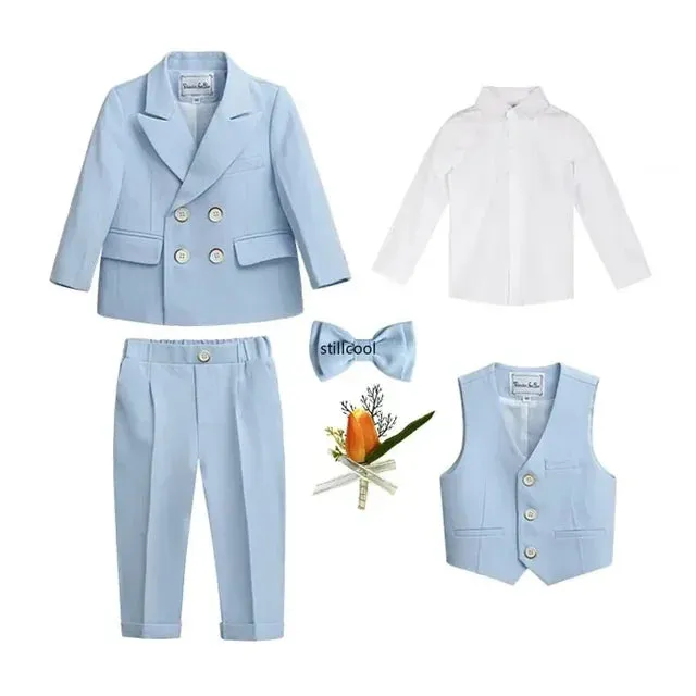 Boys Birthday Blazer Set Spring Toddler School Uniform Outfits Green Handsome Flower Child Wedding Costume 2- 8 Years