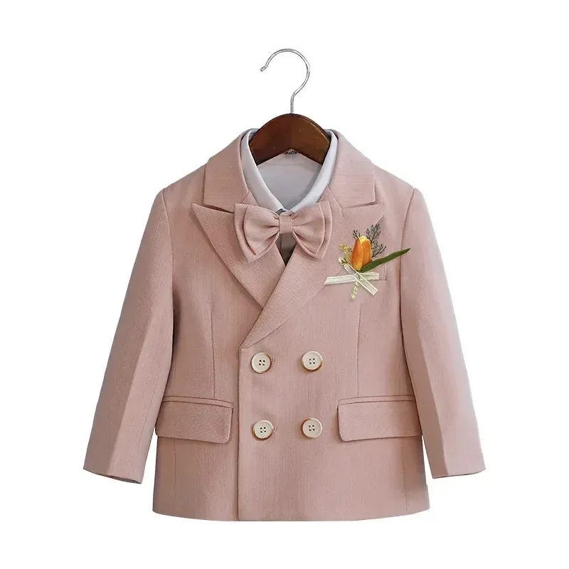 Boys Birthday Blazer Set Spring Toddler School Uniform Outfits Green Handsome Flower Child Wedding Costume 2- 8 Years