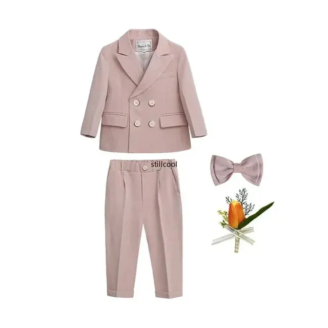 Boys Birthday Blazer Set Spring Toddler School Uniform Outfits Green Handsome Flower Child Wedding Costume 2- 8 Years