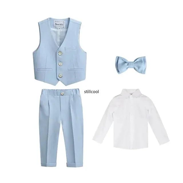 Boys Birthday Blazer Set Spring Toddler School Uniform Outfits Green Handsome Flower Child Wedding Costume 2- 8 Years