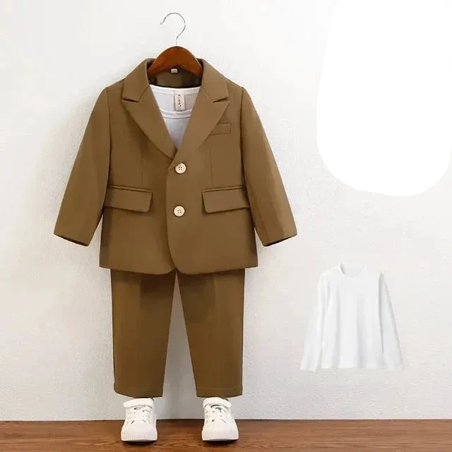 Boys Suit Green Gentleman Birthday Piano Performance Costumes for Children 2 To 12 Years Kids School Uniform Blazer Set