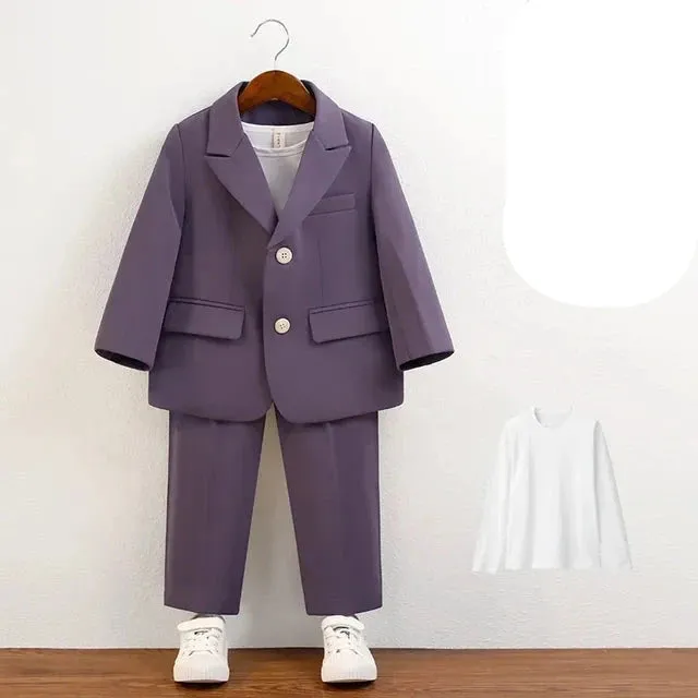 Boys Suit Green Gentleman Birthday Piano Performance Costumes for Children 2 To 12 Years Kids School Uniform Blazer Set