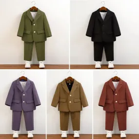 Boys Suit Green Gentleman Birthday Piano Performance Costumes for Children 2 To 12 Years Kids School Uniform Blazer Set