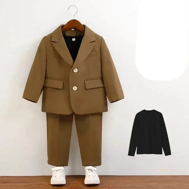 Boys Suit Green Gentleman Birthday Piano Performance Costumes for Children 2 To 12 Years Kids School Uniform Blazer Set