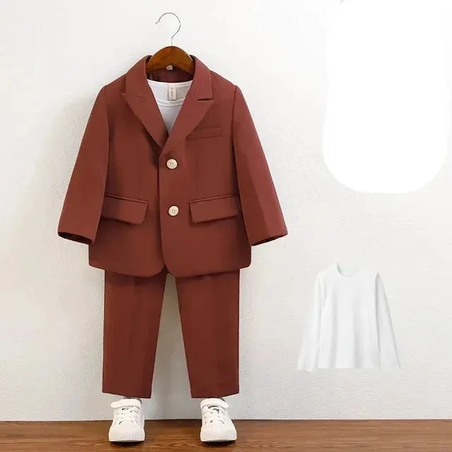 Boys Suit Green Gentleman Birthday Piano Performance Costumes for Children 2 To 12 Years Kids School Uniform Blazer Set