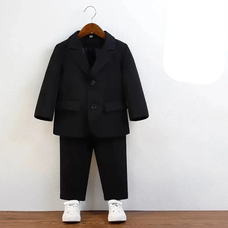 Boys Suit Green Gentleman Birthday Piano Performance Costumes for Children 2 To 12 Years Kids School Uniform Blazer Set