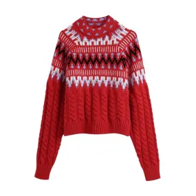 CABLE-KNIT JACQUARD SWEATER