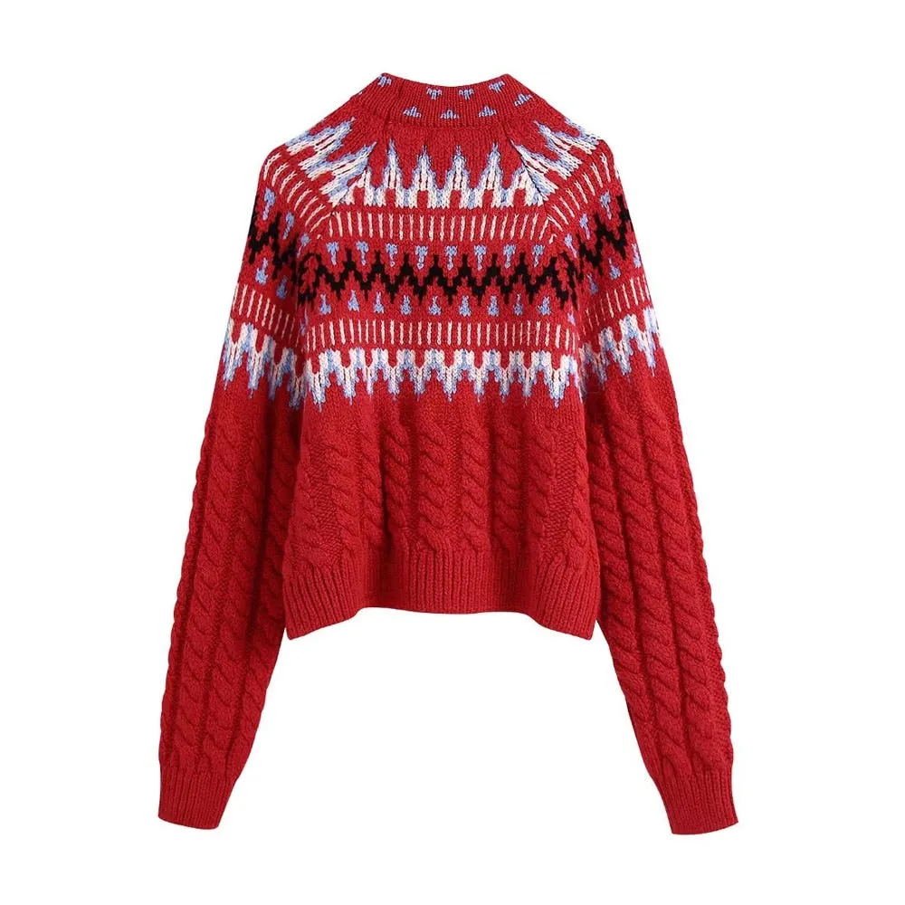 CABLE-KNIT JACQUARD SWEATER
