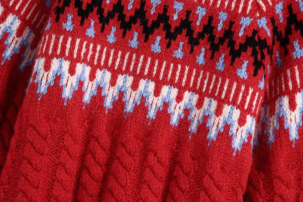 CABLE-KNIT JACQUARD SWEATER