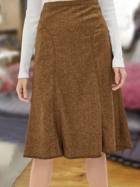 Casual Solid Color Commuter Split Women'S Half-Length Umbrella Skirt