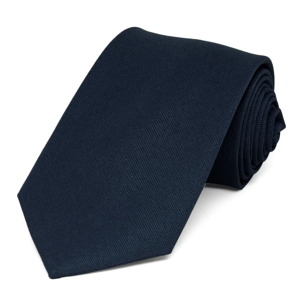 Dark Navy Blue Matte Finish Necktie, 3" Width