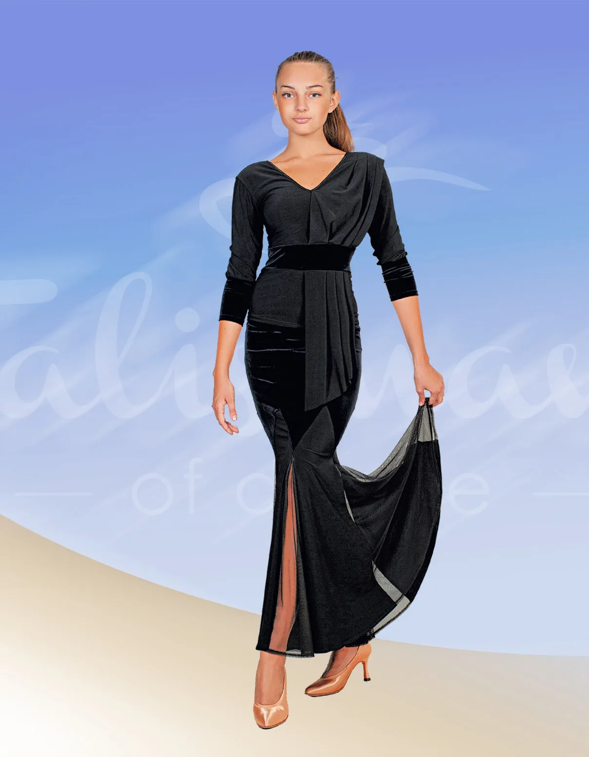 Draped ballroom dance blouse