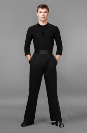 Elegant men's t-shirt for ballroom dancing with velor trim