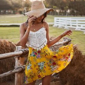 Fashion print suspender dress