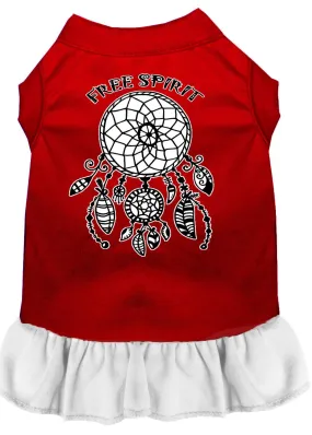 Free Spirit Screen Print Dog Dress Red With White Xxl (18)