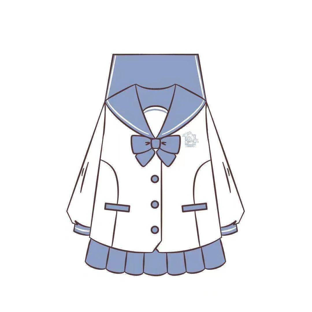 Kawaii Blue JK Sailor Uniform Skirt Suit