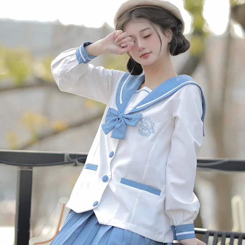 Kawaii Blue JK Sailor Uniform Skirt Suit