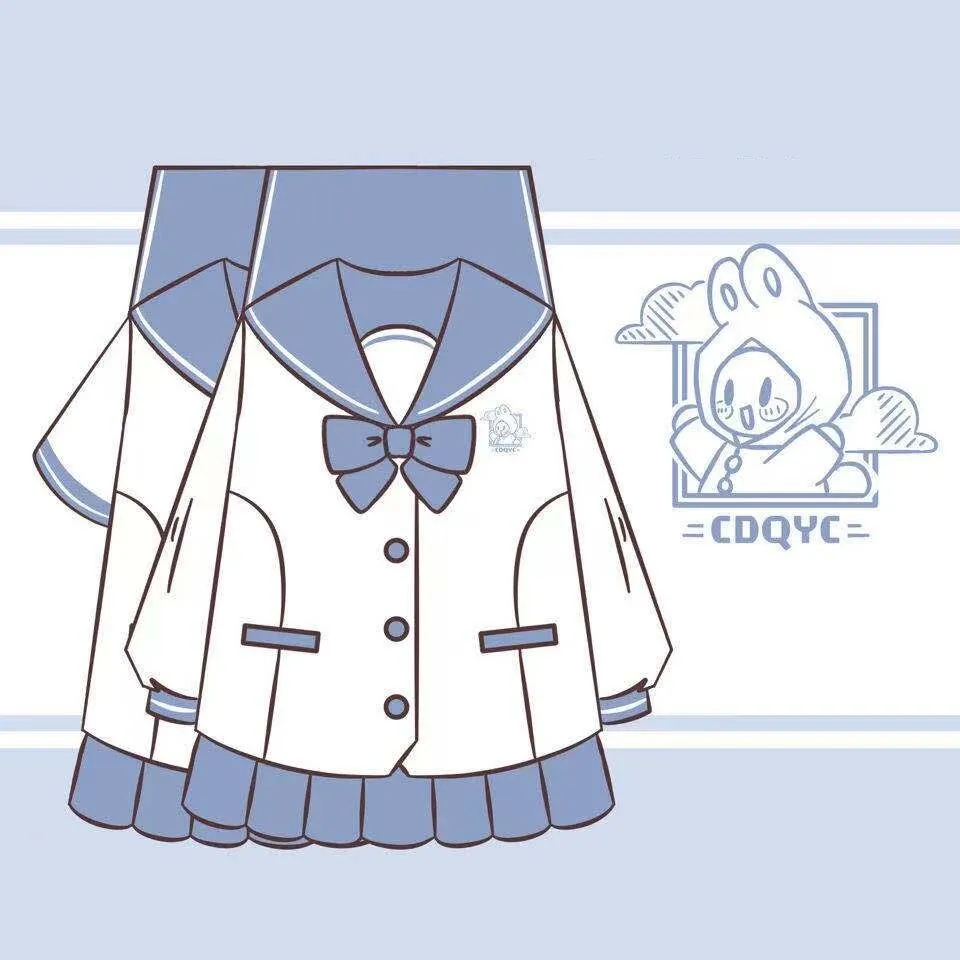 Kawaii Blue JK Sailor Uniform Skirt Suit