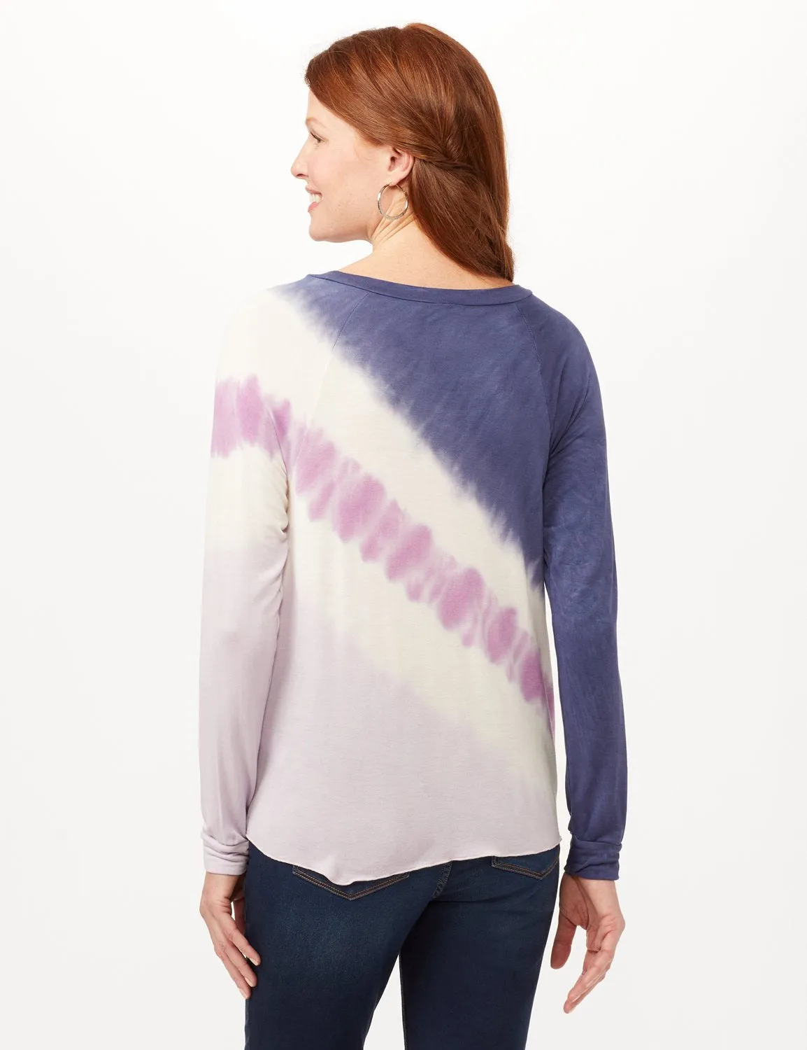Long Sleeve Tie Dye Tie Front Knit Top