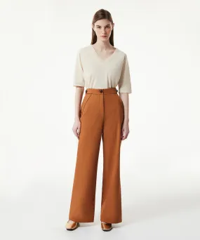 Machka Wide Cut Button Accessory Trousers Camel