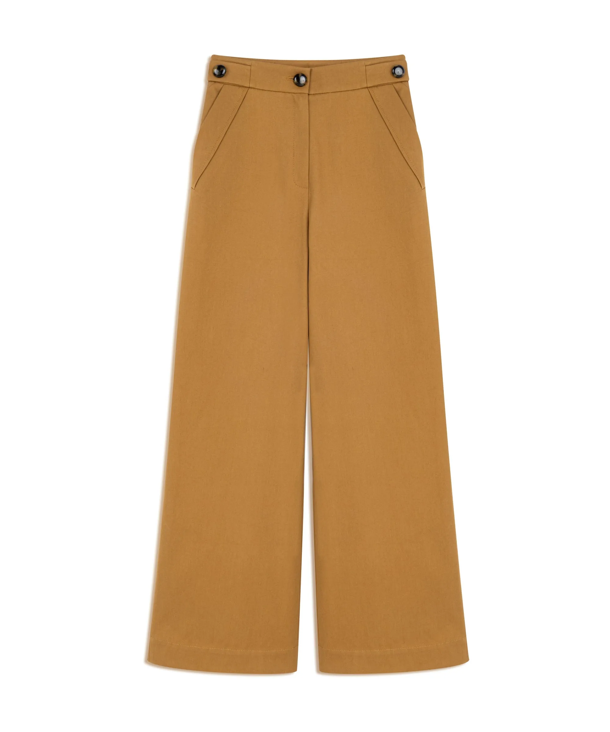 Machka Wide Cut Button Accessory Trousers Camel