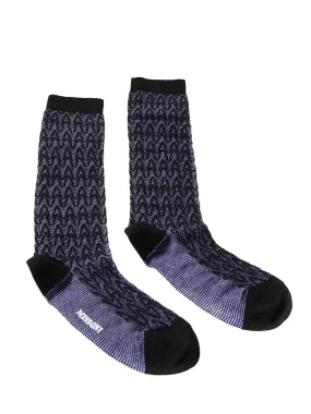 Missoni GM00CMD5227 0002 Purple/Black Chevron Calf Length Socks