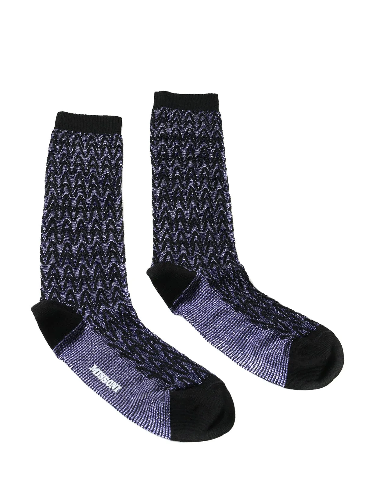 Missoni GM00CMD5227 0002 Purple/Black Chevron Calf Length Socks