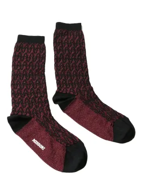 Missoni GM00CMD5227 0003 Red/Black Chevron Calf Length Socks