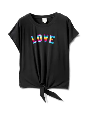 Ombree "Love "Tie Front Knit Top