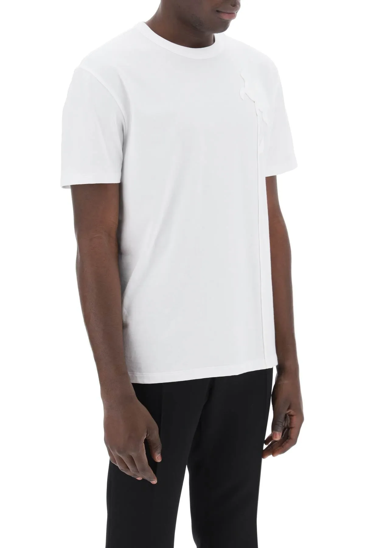 "flower embroidered t-shirt 4V0MG01FA22 BIANCO